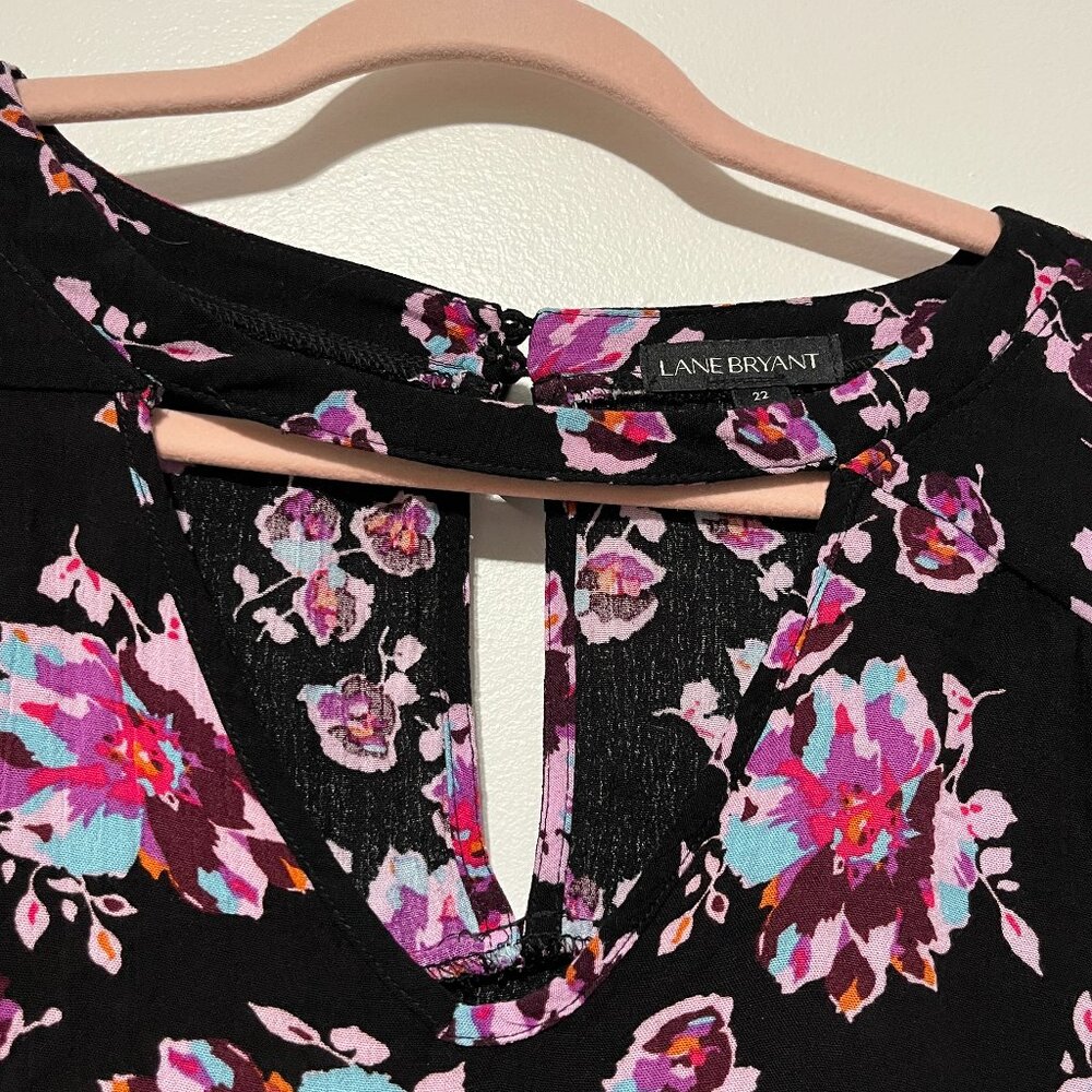 Lane Bryant Womens Bell Sleeve Blouse 22 Floral Dark Cottagecore Flowy Romantic - Picture 5 of 9